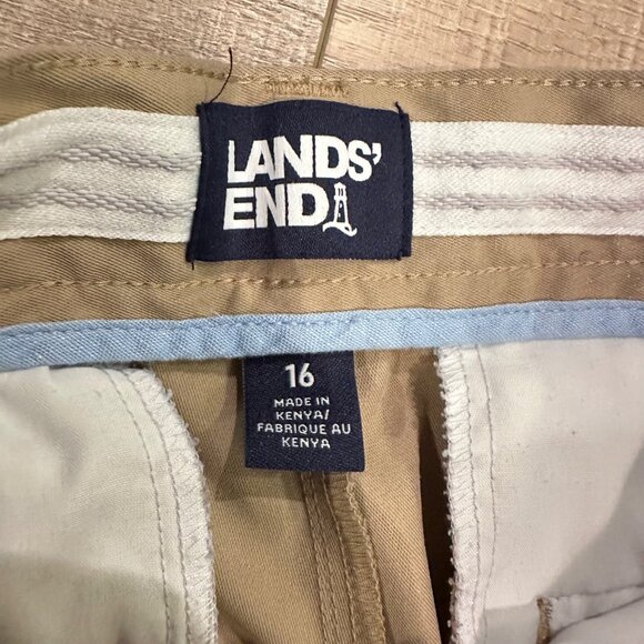 LANDS END BOYS DRI FIT TAN KHAKI UNIFORM SHORTS SIZE 16 - Picture 6 of 8